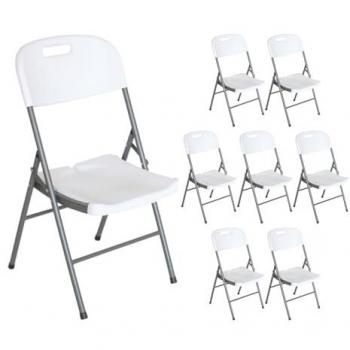 Pack 8 Sillas Plegables Blancas con Asa 47x58x87cm 7house