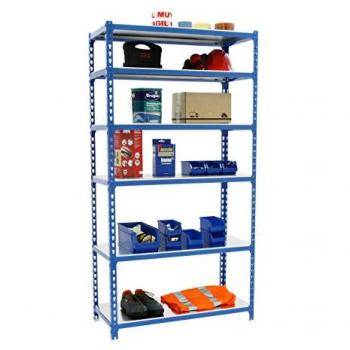 Estantería Metálica SimonRack de Almacenaje, 2500x1200x500 mm, 6 Baldas, Soporta 200 kg por balda, Color Azul/Galva