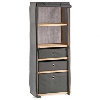 Estantería de tela con 3 cajones en color gris, colección Kipit, dimensiones 113x42x28 cm