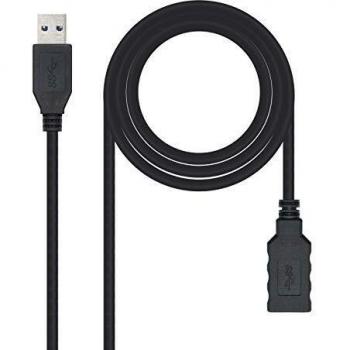 NanoCable 10.01.0902-BK - Cable USB 3.0 Prolongador, Tipo A/M-A/H, Macho-hembra, Negro, 2 m