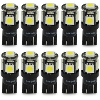 10x T10 W5W LED Bombillas Exteriores 5 SMD 5050 Luz Coche 194 168 Wedge Lampara Trasera Lámpara Blanco Xenon Luz de Interior para Coches Luces de la Matrícula Luces Laterales 12V