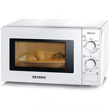 SEVERIN Microondas con grill 2 en 1 de 700 W, horno microondas con 9 niveles de potencia y descongelación, microondas potente con rejilla y plato giratorio, blanco, MW 7891