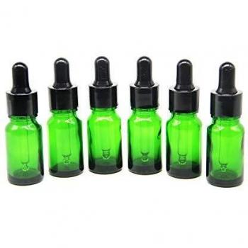 Yizhao Verde Frasco Cuentagotas Cristal 10ml, Botellas Cuentagotas con [Pipeta Cuentagotas Cristal], para Aceite Esencial, Masaje,Fragancia, Aromaterapia, Laboratorio - 12Pcs