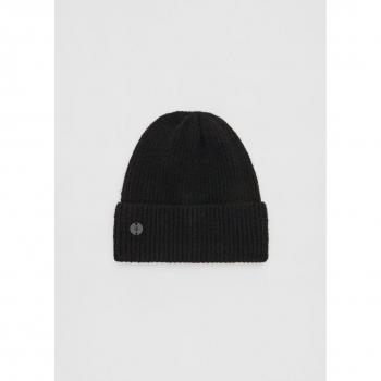 Stradivarius Black Ribbed Cap with Plate OS
