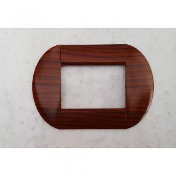 Placa Compatible Living International Bticino - Bombate - 3 Foros - Madera Oscura