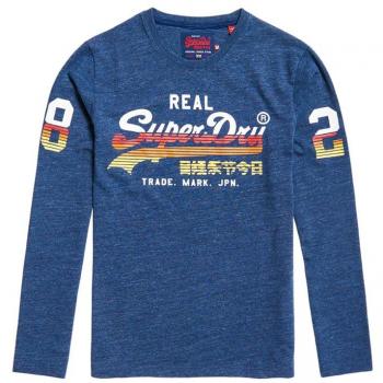 Superdry Vntgelogocalihoriznl/stee, Camiseta de Manga Larga para Hombre, Azul