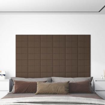 Paneles de pared 12 piezas Marrón 30x15 cm Tejido 0,54 m²