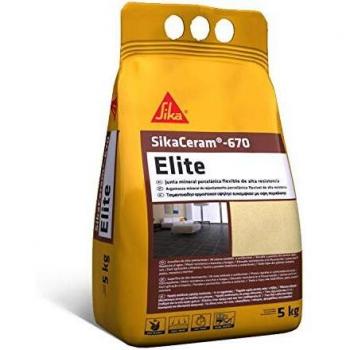 SikaCeram-670 Elite, Blanco, Junta mineral porcelánica flexible de alta resistencia coloreada para relleno de juntas de 2-12 mm en paramentos y pavimentos, 5 kg