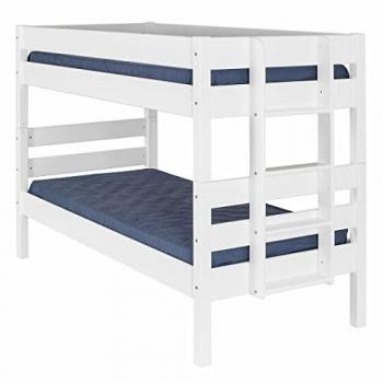 Litera baja Kids de madera maciza blanca con 2 colchones 90x190 cm