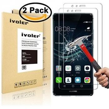 [2 Pack] Huawei P9 Lite Protector de Pantalla Cristal, iVoler® Film Protector de Pantalla de Vidrio Templado Tempered Glass Screen Protector para Huawei P9 Lite -Dureza de Grado 9H, Espesor 0,20 mm, 2.5D Round Edge-[Ultra-trasparente] [Anti-golpe] [Ajust