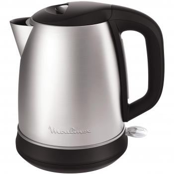 Moulinex Subito Select BY550D Hervidor Eléctrico 2400 W con 1.7 L de Acero Inoxidable, indicador de Nivel de Agua, Tapa con bisagras de Apertura, Filtro antical extraíble y de Color Negro, 1.7 litros