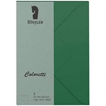 Sobres Coloretti C6 80g/m², 5 unidades, color bosque