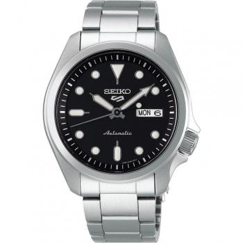 Seiko 5 Sports SRPE55K1 Reloj Automático para Hombre con Esfera Negra y Correa de Acero Plateado
