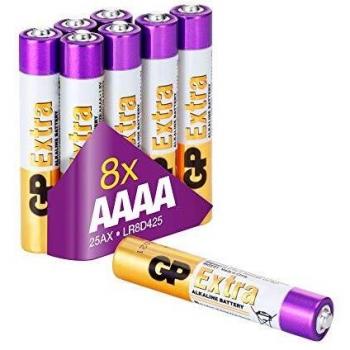 Pilas AAAA - Pilas LR61 - Paquete de 8 Unidades | GP Extra | Duración Larga, Tecnología Anti-Fugas, Rendimiento Elevado