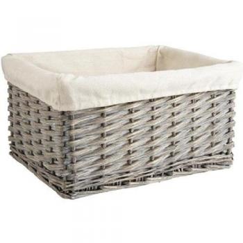 Cesta de mimbre de almacenamiento en gris 48 x 36 x 25 cm