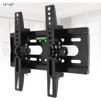 Soporte de Montaje en Pared Universal para TV de 14-42 Pulgadas, Ajustable hasta 25KG, Inclinación de 15° con Nivel para Pantallas LCD y LED