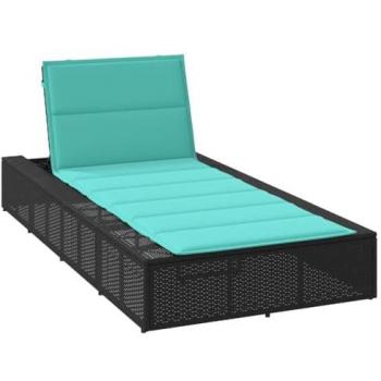 Black Poly Rattan Sunbed with Floating Cushion