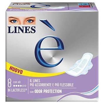 Toallas Sanitarias Lines E con Alas y Control de Olor - 8 Piezas