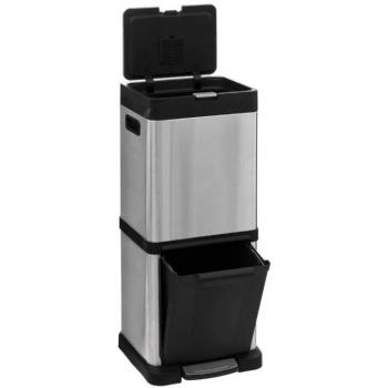 Contenedor Metálico Doble Capacidad de Almacenamiento 20l + 14l en Acero Inoxidable Gris