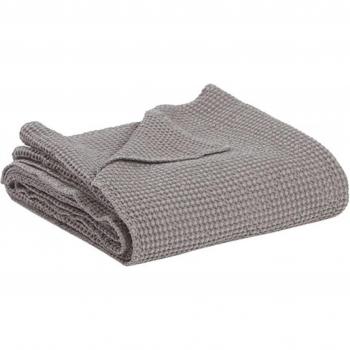 Manta Plaid de Algodón Stonewashed Vivaraise MAIA en Gris 140x200 cm