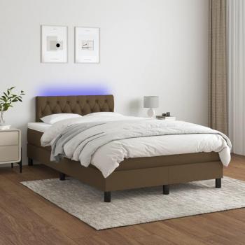 Colchón de cama suave y cama box spring con colchón LED marrón oscuro 120x200 cm