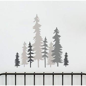Calcomanías de pared de la etiqueta engomada del ambiente de la naturaleza del árbol del bosque con 60 estrellas brillantes - 40 x 50 cm
