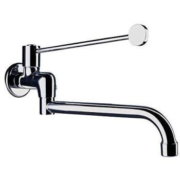 Kibath L162554 Grifo Medical Pared Caño Giratorio. Ideal para Uso en entornos de sanidad con accionamiento Mediante Palanca Larga, Cromo Brillo