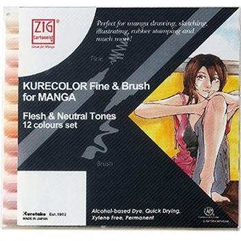 Kuretake Colores Set, plástico, Tonos de Piel, 13 x 14 x 2 cm, 12 Unidades de Medida