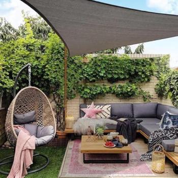 Toldo Vela Triangular Gris 3,6m de Poliéster con Protección UV para Jardín