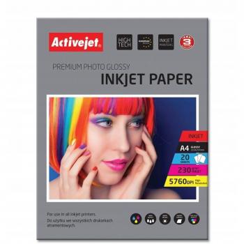 Papel Fotográfico Brillante Activejet A4 230g/m² - 20 Hojas
