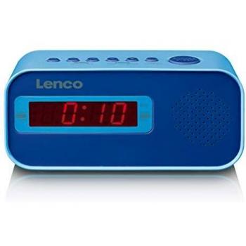 Lenco CR-205 Reloj despertador digital con radio, pantalla LED azul, función de alarma, luz nocturna y diseño compacto