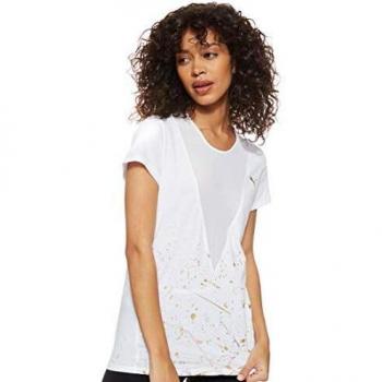 PUMA Metal Splash Deep V tee Camiseta, Mujer, White, M