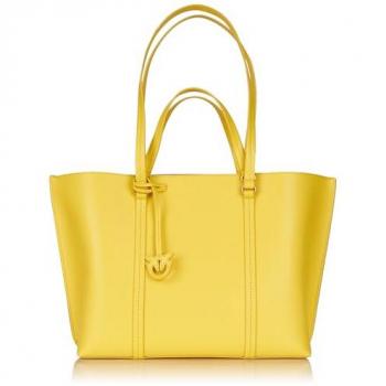 PINKO Women's Yellow Leather Tote Bag - Size: ONE SIZE