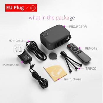 Mini proyector portátil 320x240P, compatible con 1080P, LCD, lámpara de 50000 horas para cine en casa, enchufe UE/EE. UU