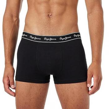 Pepe Jeans Men's Black Elastic Cotton Boxer Briefs - Pack of 3 (Size XXL)