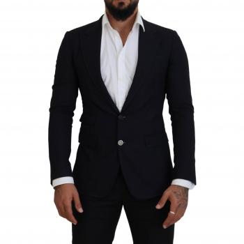 Dolce & Gabbana Black Wool Formal Taormina Blazer - IT48 | M, Elegant Black Single-Breasted Blazer, Black male, Sizes: M