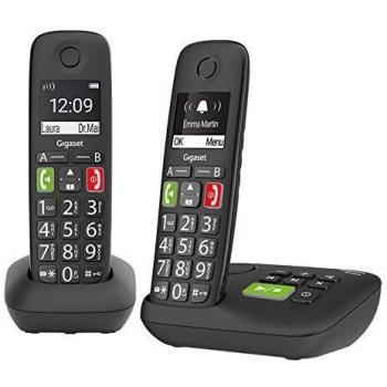 Gigaset E290A Duo Teléfono Inalámbrico DECT/Analógico con Identificador de Llamadas, Altavoz y Agenda de 150 Entradas – Negro