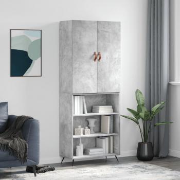 Aparador alto de madera contrachapada gris hormigón 69,5x34x180 cm vidaXL