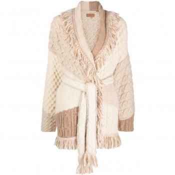 Alanui Women's The Talking Glacier Wool Cardigan in Beige | Size XS | LWHB064F23KNI009
