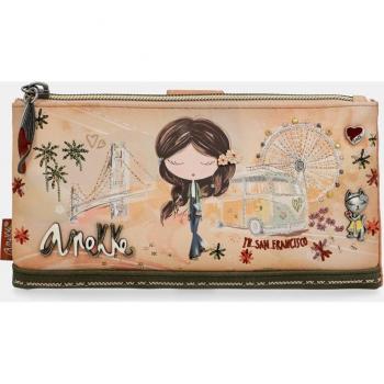 Anekke - Cartera grande blanda Peace & Love con estampado de la marca