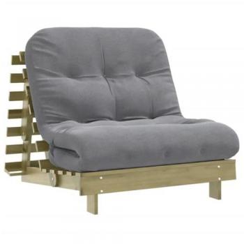 Futón sofá cama con colchón madera impregnada pino 80x206x11 cm
