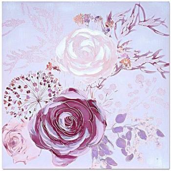 Cuadro Lienzo Pintado Romimex Rosa Rosas 60 x 60 x 3 cm