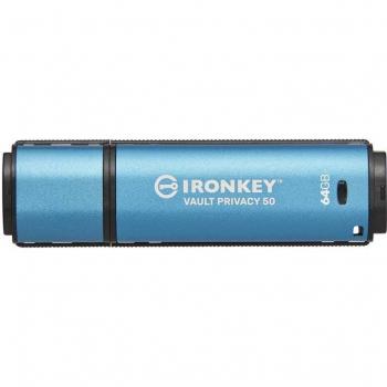 Kingston Technology IronKey 64GB Vault Privacy 50 AES-256 Encrypted FIPS 197 USB Type-A 3.2 Gen 1 (3.1 Gen 1)