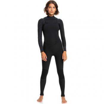 Traje de surf Roxy Swell Series 3/2mm con cremallera frontal - Negro - Talla UK 8