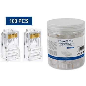 AISENS - Conector Modular RJ45 CAT.6 U/UTP para Cable Redondo, 100 Unidades