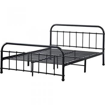 Cama doble de metal HAVIN - 140 x 190 cm - Negro