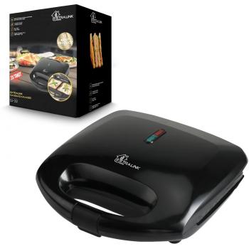 Sandwichera Extralink 750W Antiadherente con Luz Indicadora, Mango Frío, Pies Antideslizantes y Calentamiento Rápido para 2 Rebanadas