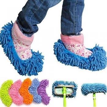 Mop pattine Zapatillas con borla captura polvo de microfibra Ideal para limpieza de suelos y adaptables a Mop-Escoba talla única, color aleatorio