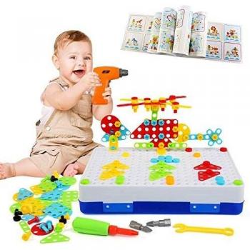 LEADSTAR Juguetes Niños 3 Años,Montessori Juguetes 3D Bloques Construccion Rompecabezas con Taladro Eléctrico para Niños,Juegos Educativos Niños 3 4 5 6 Años Regalos Juguetes Niños 3 4 5 6 Años