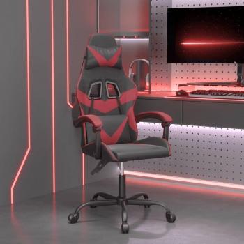Silla Gaming Cuero Sintético Negro y Rojo Vino con Reposabrazos Ajustables, Respaldo Reclinable, Base de Metal y Ruedas para Movimiento Ágil